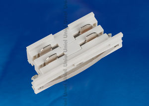 UBX-A11 WHITE 1 POLYBAG Соединитель для 2-х шинопроводов прямой внутренний. Трехфазный. Цвет — белый. Упаковка — полиэтиленовый пакет.