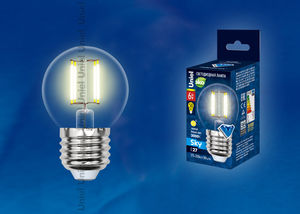 LED-G45-6W/WW/E27/CL PLS02WH Лампа светодиодная. Форма шар, прозрачная. Серия Sky. Теплый белый свет.