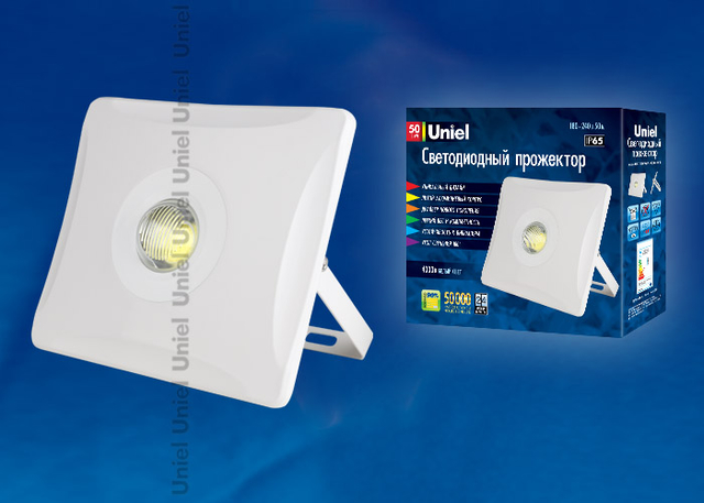 ULF-F11-50W/NW IP65 180-240В WHITE Прожектор светодиодный. Корпус белый. Белый свет.