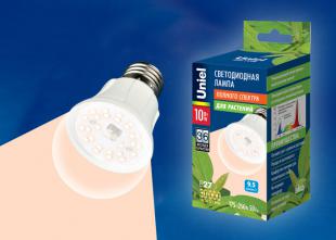 LED-A60-10W/SPFR/E27/CL PLP01WH Лампа светодиодная для растений. Форма A, прозрачная колба.