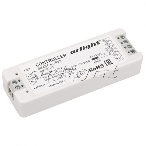 Контроллер SMART-K1-RGB (12-24V, 3x3A, 2.4G) (ARL, IP20 Пластик, 5 лет)