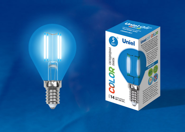 LED-G45-5W/BLUE/E14 GLA02BL Лампа светодиодная. Форма шар. Серия Air color. Синий свет.
