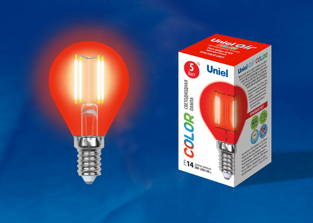 LED-G45-5W/RED/E14 GLA02RD Лампа светодиодная. Форма шар. Серия Air color. Красный свет.