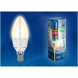 LED-C37-6W/WW/E14/FR/DIM PLP01WH Лампа светодиодная диммируемая. Форма свеча, матовая. Серия Palazzo. Теплый белый свет.